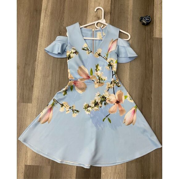 Ted Baker Effrae Harmony Cold-Shoulder Dress - Pale Blue, Sz 1 (Small) - Picture 2 of 11